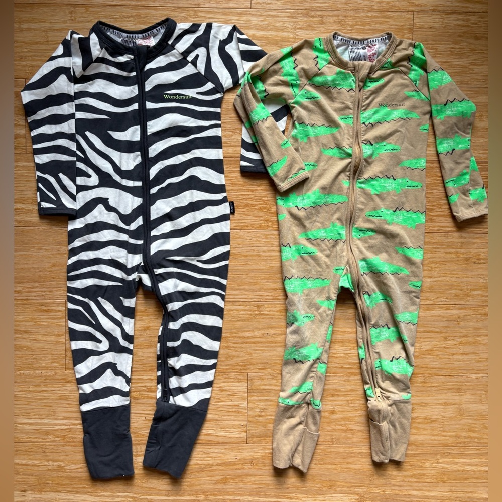 2 Wondersuit Zippered Sleeper Pajamas Sleep and Play Size 18-24m
